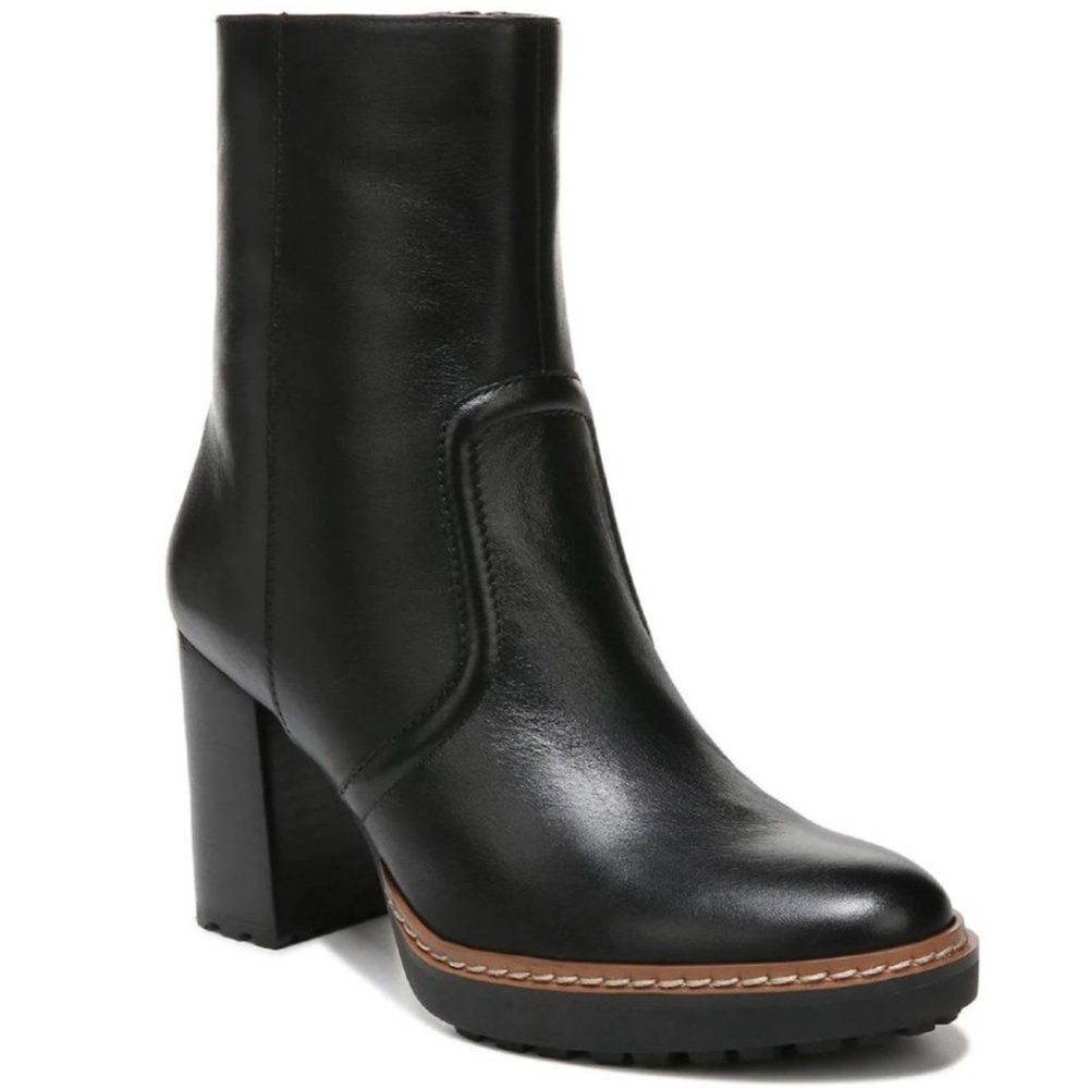 Naturalizer Catie Black Half Calf Leather Heel Zipper Boots Size 8.5